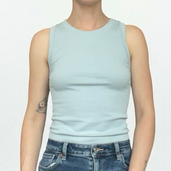Light Blue Ribbed Tank Top - Picture 1 of 7